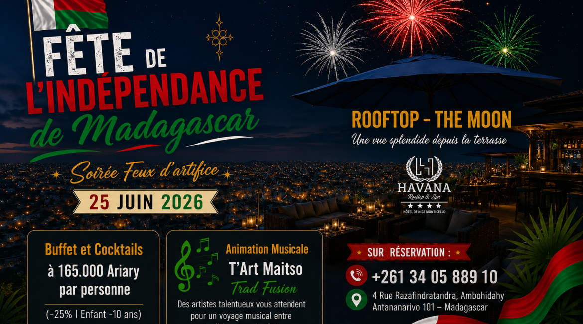 Soirée Feux d’Artifice au Rooftop – The Moon ✨🇲🇬